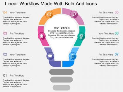 If linear workflow made with bulb and icons flat powerpoint design