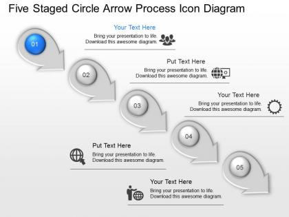 Ii five staged circle arrow process icon diagram powerpoint template