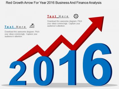 Ij red growth arrow for year 2016 business and finance analysis flat powerpoint design