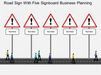 Il road sign with five signboard business planning flat powerpoint design