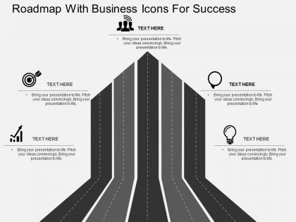 Il roadmap with business icons for success flat powerpoint design