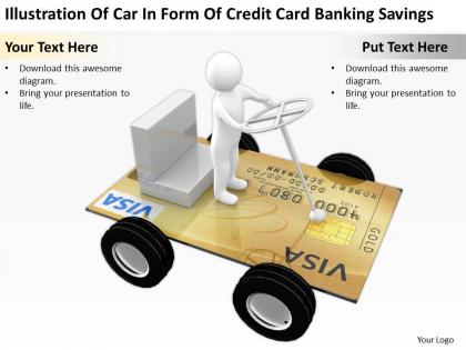 Illustration of car in form of credit card banking savings ppt graphics icons powerpoint