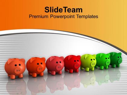 Illustration of colorful piggy banks powerpoint templates ppt themes and graphics 0313