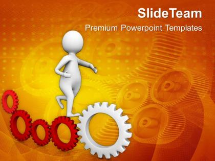 Illustration of gear mechanism and development powerpoint templates ppt themes and graphics 0513