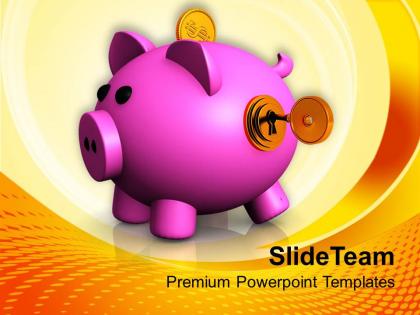 Illustration of locked piggy bank savings powerpoint templates ppt themes and graphics 0213