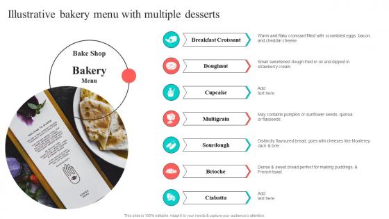 Illustrative Bakery Menu With Multiple Desserts New And Effective Guidelines For Cake Shop MKT SS V