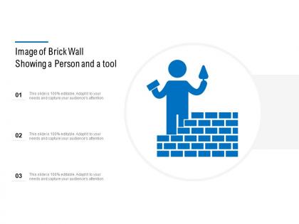 Image of brick wall showing a person and a tool