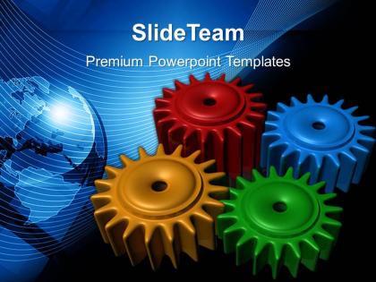 Image of gear powerpoint templates colored gearwheels business ppt slides
