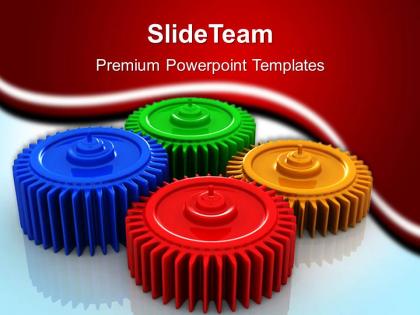 Image of gear powerpoint templates colorful gears industrial business ppt backgrounds