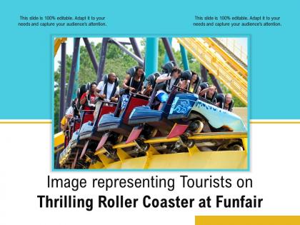 Image representing tourists on thrilling roller coaster at funfair