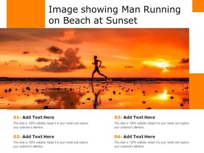 Image showing man running on beach at sunset