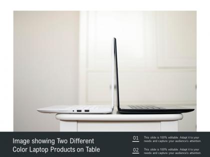 Image showing two different color laptop products on table