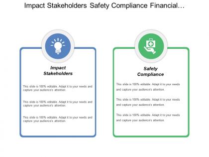 Impact stakeholders safety compliance financial assistance enforce support