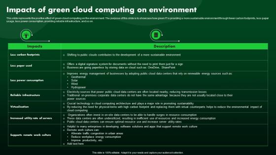 Impacts Of Green Cloud Computing On Environment Green IT