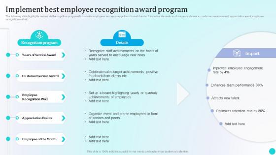 Implement Best Employee Recognition Award Program Strategies To Improve Workforce