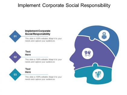 Implement corporate social responsibility ppt powerpoint presentation infographic template guidelines cpb