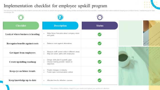 Implementation Checklist For Employee Upskill Program