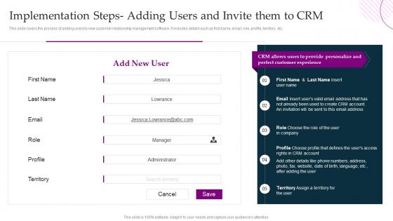 Implementation Steps Adding Users And Invite Them To Crm Crm Platform Implementation Plan