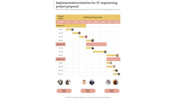 Implementation Timeline For It Engineering Project Proposal One Pager Sample Example Document