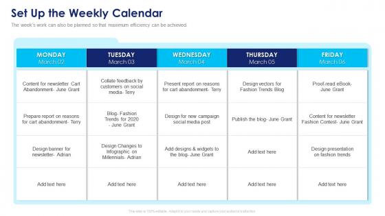 Implementing agile marketing in your organization set up the weekly calendar