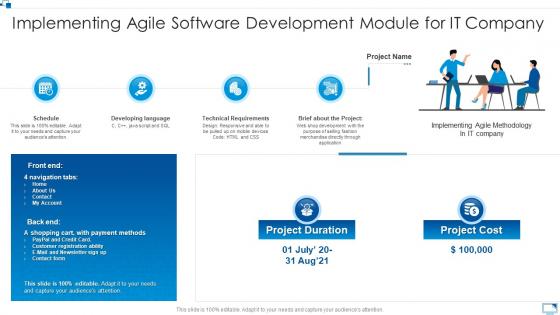 Implementing agile software development module for it