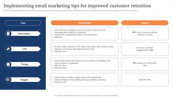 Implementing Email Marketing Tips For Improved Marketing Strategy To Increase Customer Retention