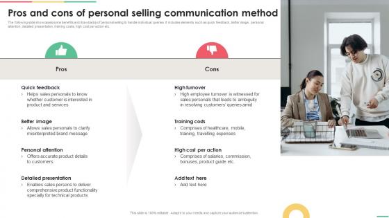 Implementing Integrated Pros And Cons Of Personal Selling Communication Method MKT SS V