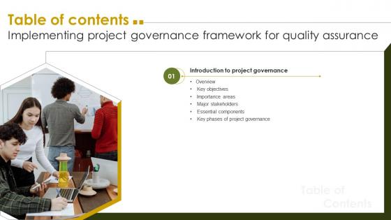 Implementing Project Governance Framework For Table Of Content PM SS
