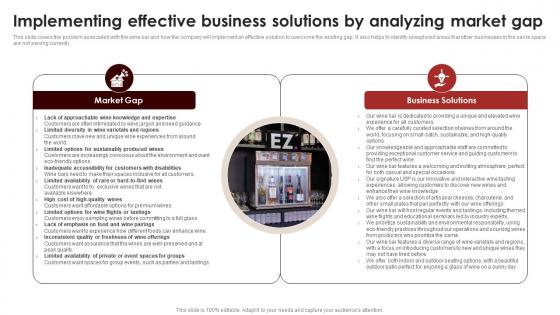 Implementing Solutions By Analyzing Market Gap Wine And Dine Bar Business Plan BP SS