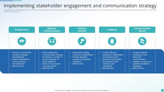 Implementing Stakeholder Engagement And Communication Strategy