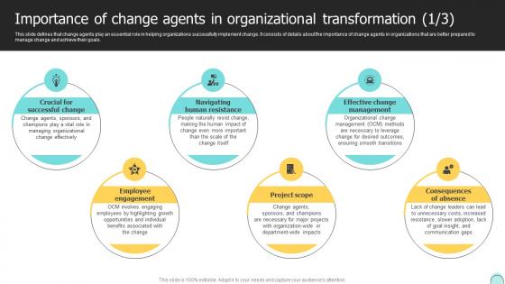 Importance Of Change Agents In Organizational Changemakers Catalysts Organizational CM SS V