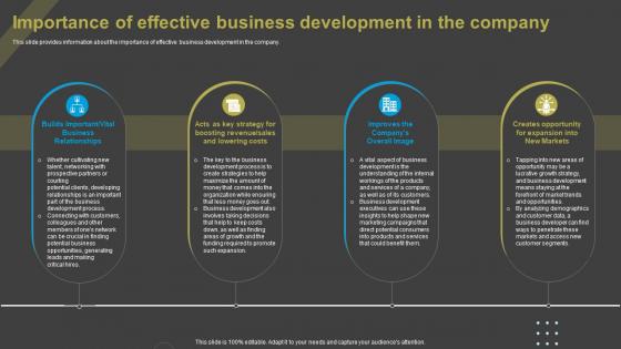 Importance Of Effective Business Development In The Company Overview Of Business Development Ideas