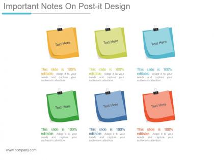 Important notes on post it design ppt slide