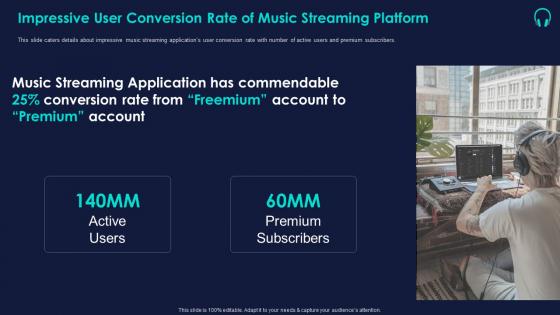 Impressive user conversion music streaming platform ppt ideas