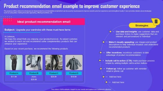 Improving Customer Engagement Product Recommendation Email Example To Improve MKT SS V