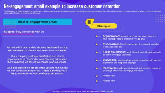 Improving Customer Engagement Re Engagement Email Example To Increase Customer MKT SS V