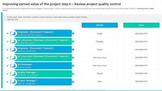 Improving Earned Value Of The Project Step 4 Review Project Earned Value Management