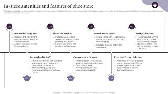 In Store Amenities And Features Of Shoe Store Shoe Company Overview