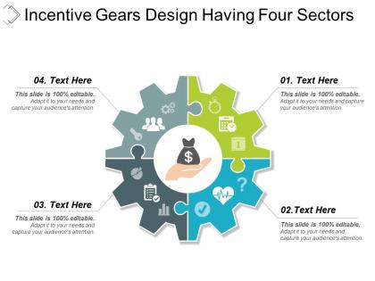 Incentive gears design having four sectors