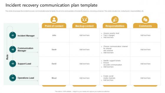 Incident Recovery Communication Plan Template