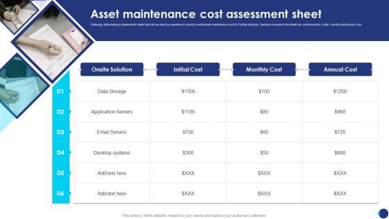 Incident Response Playbook Asset Maintenance Cost Assessment Sheet