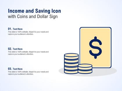 Income and saving icon with coins and dollar sign