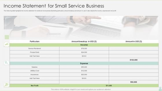 Income Statement For Small Service Business