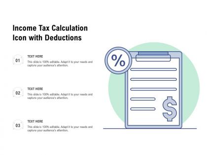 Income tax calculation icon with deductions