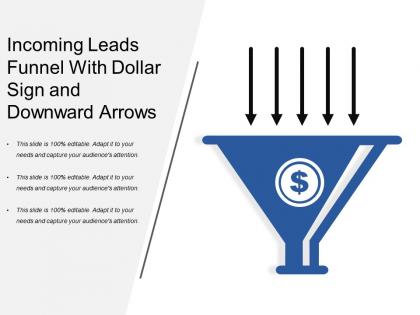 Incoming leads funnel with dollar sign and downward arrows