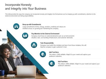 Incorporate honesty and integrity into your business learn ppt powerpoint presentation outline example file