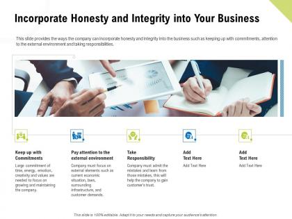 Incorporate honesty and integrity into your business ppt presentation rules
