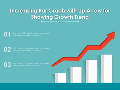 Increasing bar graph with up arrow for showing growth trend