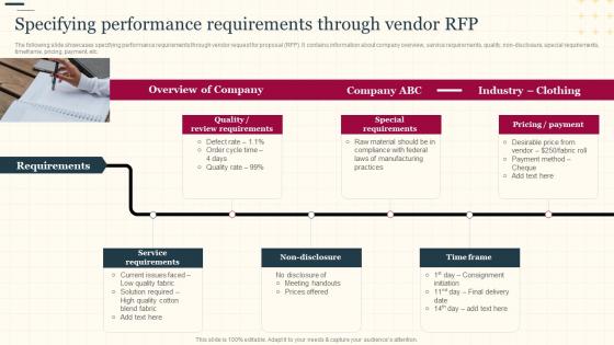 Increasing Supply Chain Value Specifying Performance Requirements Through Vendor RFP