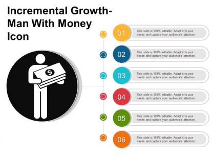 Incremental growth man with money icon
